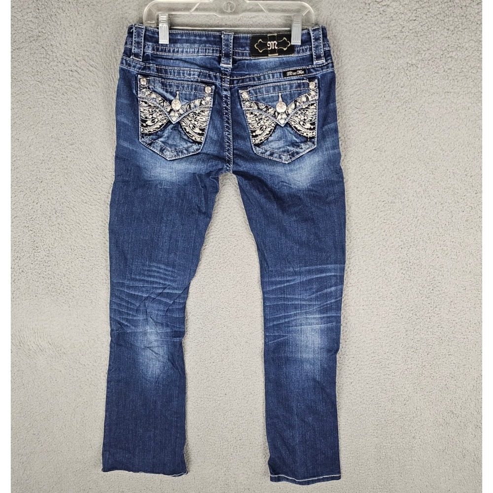 Miss Me Jeans Women 26x34 Blue Signature Boot JP7744B Embellished Bootcut Denim